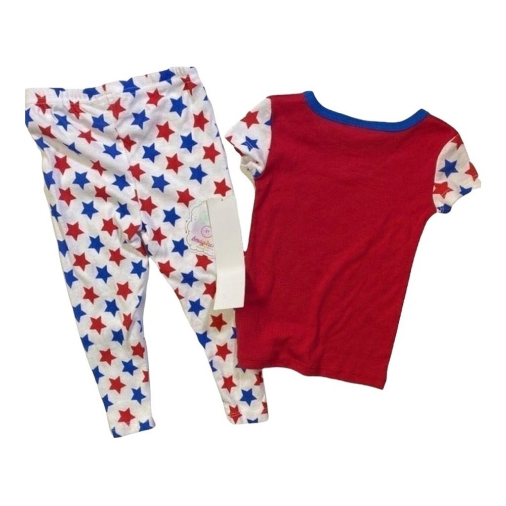 Bmagical Pajama Set 2T Red White Blue Patriotic Star Sleepwear USA Summer Comfy - Picture 3 of 9
